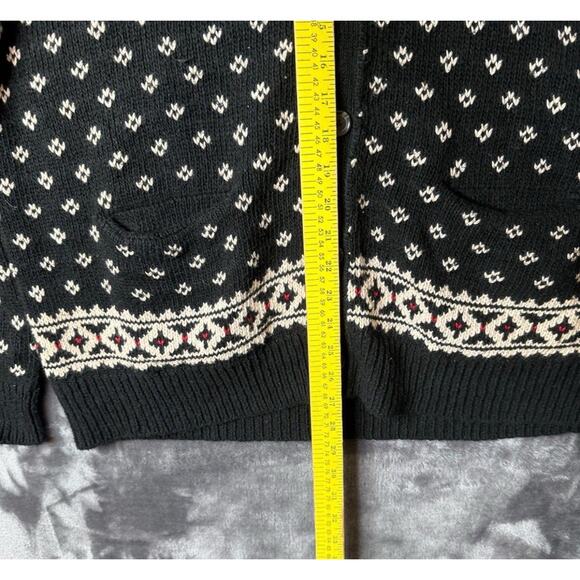 POLO RALPH LAUREN Black Snowflake Cotton-Cashmere Cardigan Sweater XL - Picture 3 of 5